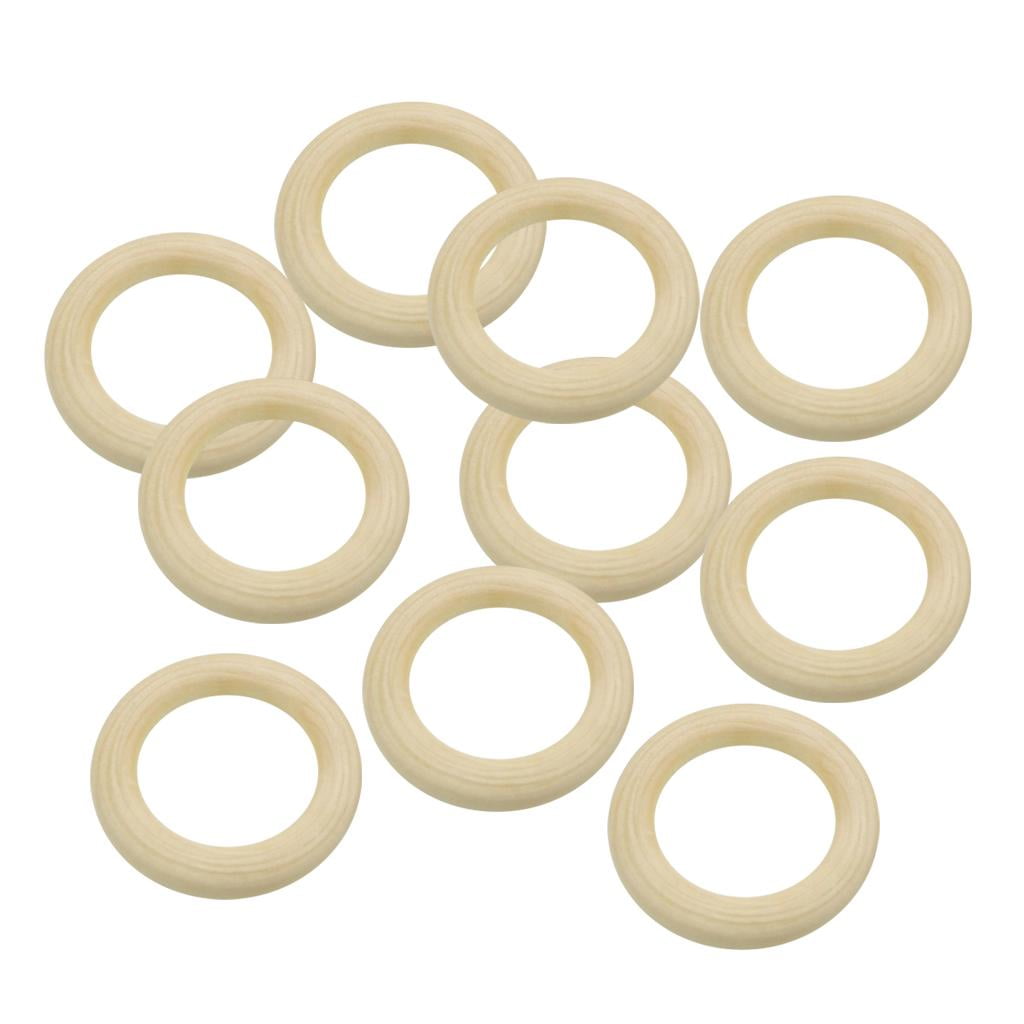 20x natural 25mm wood rings unfinished wooden round ring jewellery teeth baby 