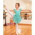 thumbnail image 2 of Aideaone Girls Ballet Dance Dress Toddler Leotards Ruffle Sleeve Shiny Ballet Tutu Skirt Turquoise 2-9T, 2 of 6