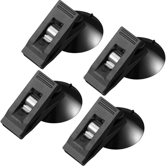 Lsupdaol 4 Pcs Suction Cup Clips Round Suction Cup Clamp Reusable Multiple Purpose Metal Holder Window Car Card Suction Cupholder for Car Sun Shade Cloth Cards Bills Office Kitchen Business