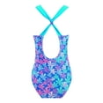 thumbnail image 2 of YiZYiF Big Little Girls One Piece Swimwear Sleeveless Wide Shoulder Straps Jumpsuit Bathing Suit Colorful Floral Blue 6, 2 of 5