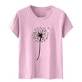 thumbnail image 4 of Fznquz Casual Womens Tops Short Sleeve 2025 Graphic Tees Summer Pink Round Neck Womens Spring Blouses, 4 of 5