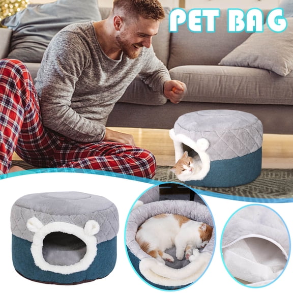 Small Dog Bed Warm Winter Cozy Cushion for Sleeping Chihuahua Hideaway House Washable Foldable Pet Supplies for Cats and Small Breeds Under 8kg