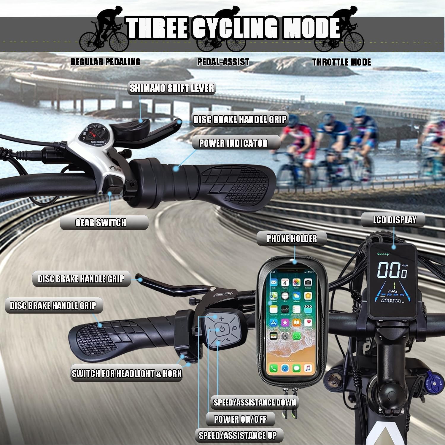 (US in Stock)5000W Peak Dual Motor Electric Bike for Adults , 60V 25AH Removable Battery Ebike , 50MPH AWD 21-Speed Mountain Snow E-Bike with 26" x 4.0 Fat Tire, Long Range Mountain Off-Road EBike