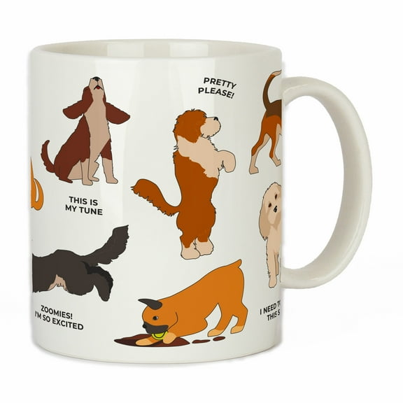 Gift Republic How To Speak Dog Ceramic Mug – 12oz – Dishwasher & Microwave Safe – Fun Dog Behavior Guide – Ideal Gift for Dog Lovers