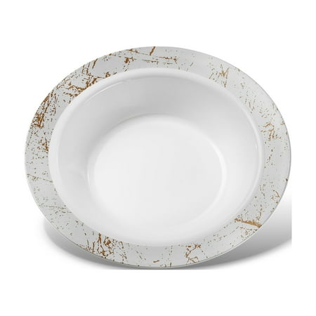 Host & Porter Silver Rim Plastic Dessert Bowls, 6oz, 10 Ct, Great for Weddings, Bridal Showers, and Baby Showers