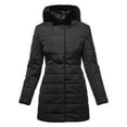 thumbnail image 2 of Ma Croix Womens Winter Lightweight Poly Down Puffer Hooded Parka Coat, 2 of 9