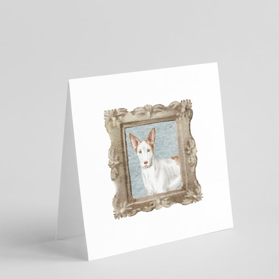 Ibizan Hound Front View Square Greeting Cards and Envelopes Pack of 8 5 in x 5 in