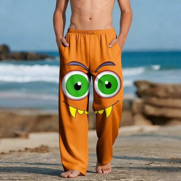 ATOGUTA Boy Lounge Sweat Pants Funny Graphic Sweatpants Athletic Sports Pants for Kids Size 4T-14, Orange