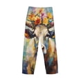 thumbnail image 3 of Vsdgher Oil Painting Flower Cow Print Mens Pajama Pants Sleep & Lounge Pants, PJ Bottoms With elastic waistb and Pockets, 3 of 5