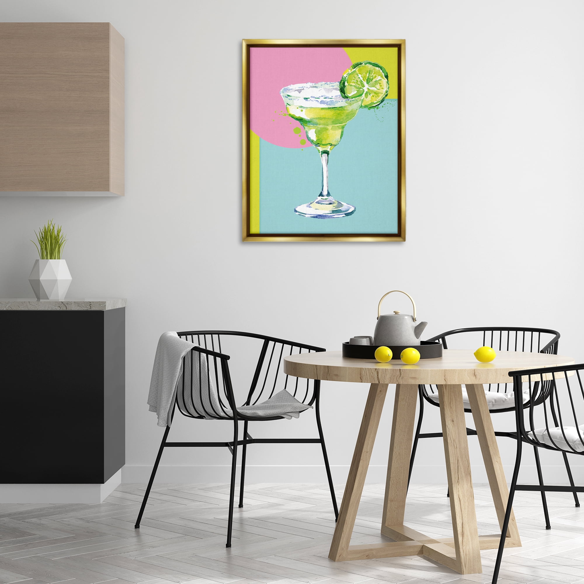 Stupell Industries Cocktail with Lime Slice Food & Beverage Painting Gold Floater Framed Canvas Art Print Wall Art, 25 x 31