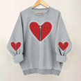 thumbnail image 2 of Valentine Shirts For Women Cute Casual Heart Print Graphic Sweatshirt Funny Crew Neck Plus Size Long Sleeve Pullover Tops, 2 of 6