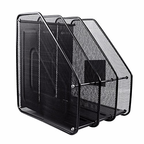Alfoffice 3 Compartment Metal Desktop File Holder Rack Black Wire Mesh Document Organizer Caddy For Home Or Office Desk 3 Tier Vertical Sorter For Mail Magazines Books Papers Walmart Com Walmart Com