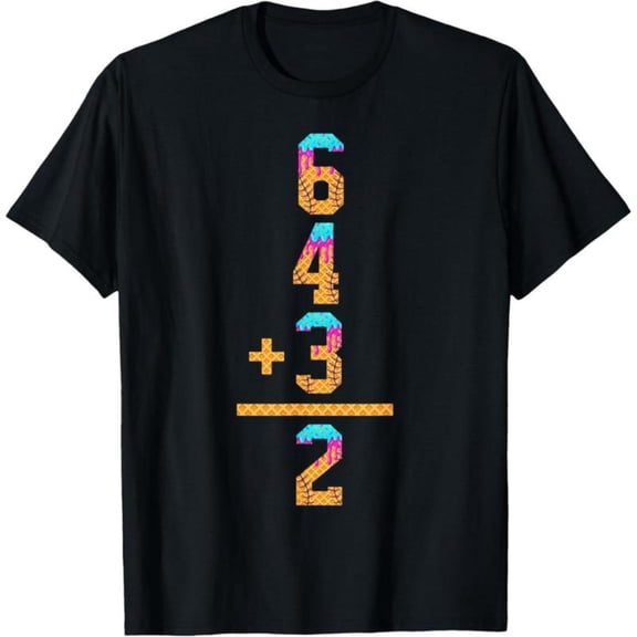 Women's "6 4   3 = 2 Math" Colorful Baseball Graphic Comfortable T-Shirt Casual Short Sleeve Round Neck Top Black S-5XL