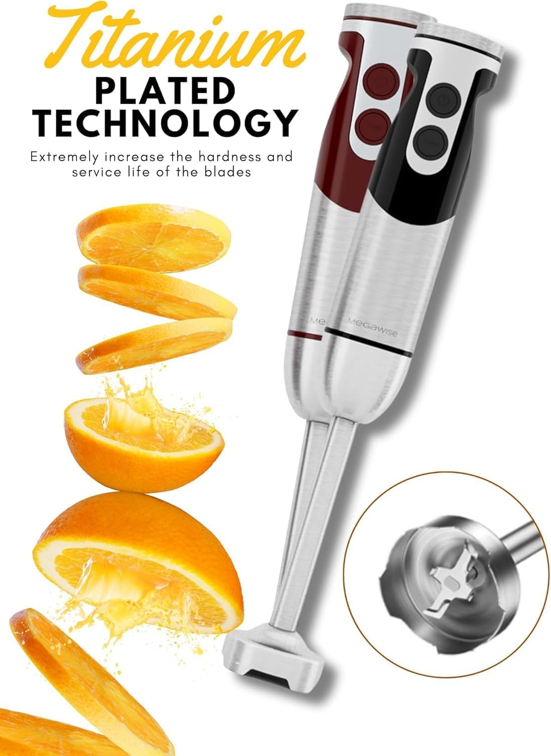 Pro  Reinforced 5-in-1 Immersion Hand Blender, Powerful Motor with 80% Sharper Blades, 12-Speed Corded Blender (Black)