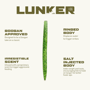 Googan Baits Lunker Log Stick Bait, Junebug, 5 in, 8 Ct