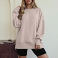 thumbnail image 4 of idosla Women Oversized Sweatshirts Thumbhole Long Sleeve Hoodies Shirts 2025 Fall Side Slit Pullover Top Teen Y2k Outfits (Khaki, L), 4 of 8
