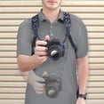 thumbnail image 4 of Camera Strap Chest Harness with Polka Dot Neoprene and Accessory Pockets by USA GEAR - Works with Canon , Nikon , Fujifilm , Sony , Panasonic and More DSLR , Point & Shoot , Mirrorless Cameras, 4 of 9