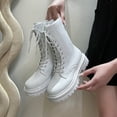 thumbnail image 7 of UngA Combat Boots Women Lace Up Boots Low Heel Ankle Booties Winter Womens Boot White,Size 8.5, 7 of 7