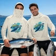 thumbnail image 7 of SEANATIVE Men's Outdoor Fishing Hoodie Sun Protection with Face Cover, Lightweight Portable Sun Block Top UV Protection Hooded Pullover for Travel Fishing, 2XL, Sea Turtle Blue Beige, 7 of 7