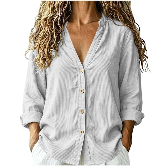 Oksale Womens V Neck Cardigan Button Front Corduroy Jacket Dressy Casual Long Sleeve Sweater Cardigans Fall Winter Clothes White M