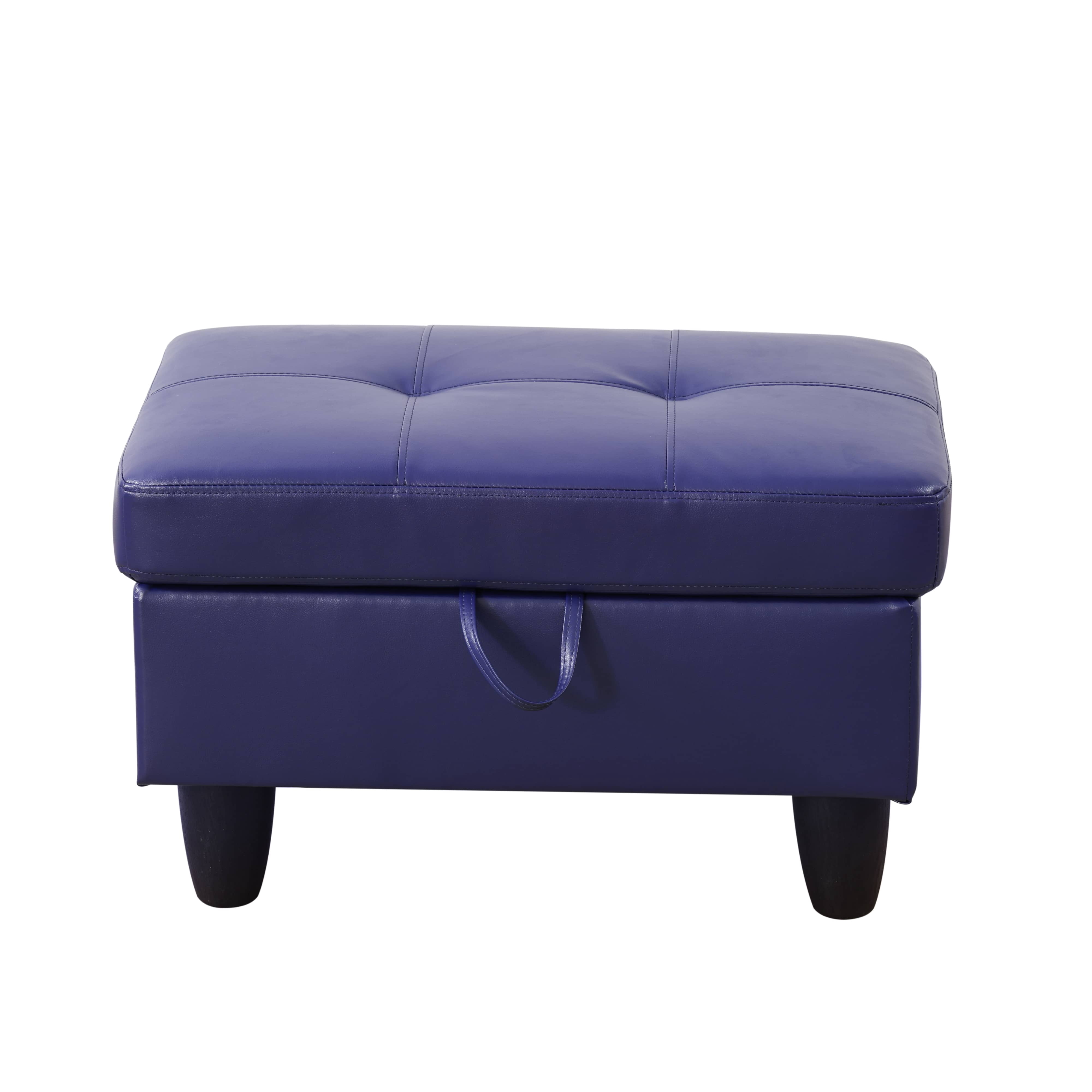 MAYEERTY Blue Faux Leather Living Room Sofa Set