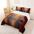 thumbnail image 2 of jejeloiu Sunset Ocean Full Size Comforter Sets,Hawaii Sea Holiday Bedding Comforter Set For Boys,Orange Black,Reversible,3-Piece,1 Comforter and 2 Pillowcases, 2 of 7