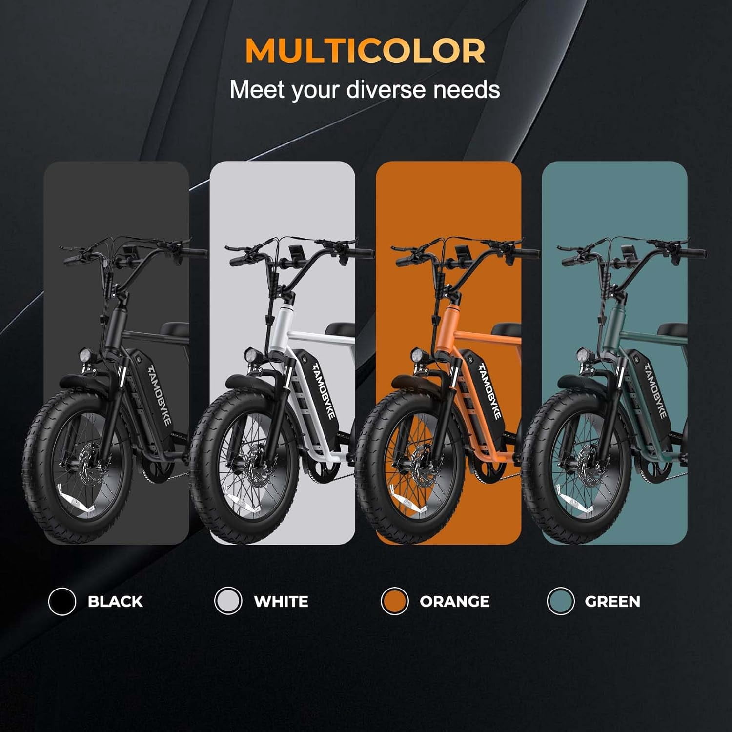 Tamobyke T63 Electric Bike for Teens&Adults,750W Motor up to 20MPH,36V/13Ah Battery,20"x4.0" Fat Tire E-Mountain Bike,App Control,UL2849