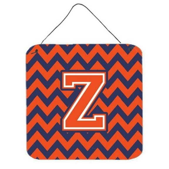 Letter Z Chevron Orange & Blue Wall or Door Hanging Prints, 6 x 0.02 x 6 in.