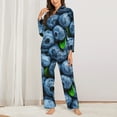 thumbnail image 2 of Yiaed Fresh Blueberries Print Pajamas Women's Long Sleeve Sleepwear Soft Button Down Loungewear Pjs Lounge Set Nightwear Womens Pajama Pants-Medium, 2 of 7