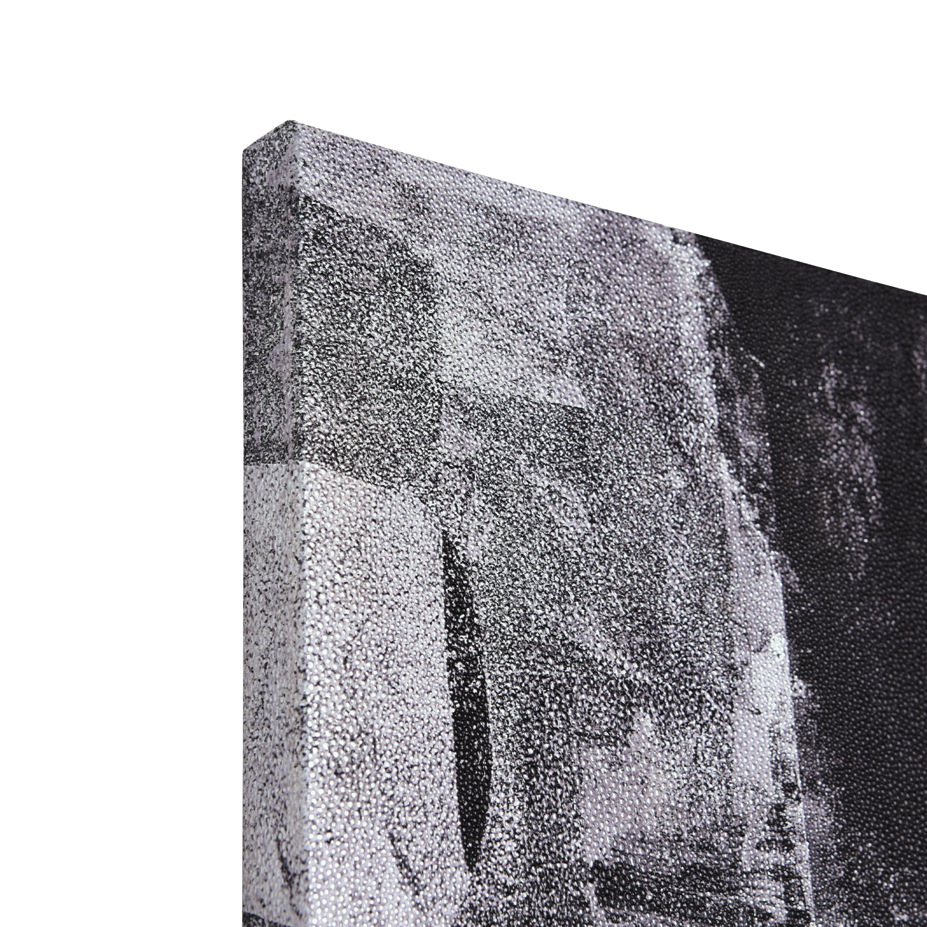"Monochrome Abstract I & II", Black&White Artwork on Silver Shagreen Wrapped Canvas Wall Art Set, sized 72"x22"