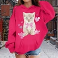 thumbnail image 2 of Telankuip Cute Cat Graphic Hoodies for Teen Girls Kawaii Anime Aesthetic Tween Girl Long Sleeve Hooded Sweatshirts Preppy Comfortable Soft Going out Wear Pullover Tops Hot Pink 100, 2 of 4