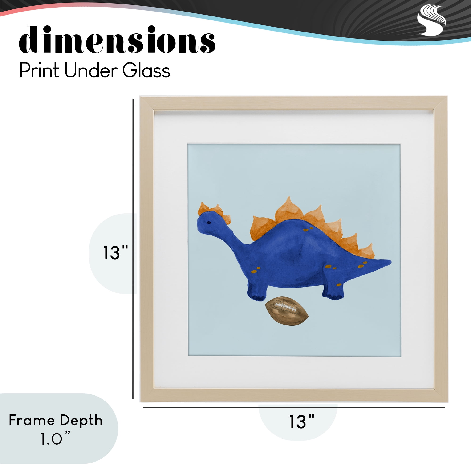 Stupell Industries Sporty Baby Dino Birch Framed Print Under Glass, design by Lucille Price