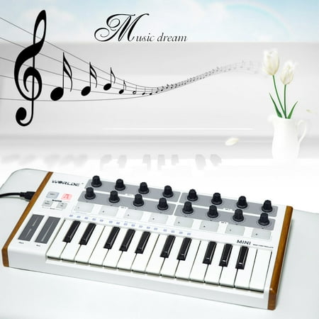 Worlde Ultra-Portable Mini Professional 25-Key USB MIDI Drum Pad and Keyboard