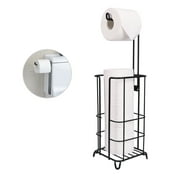 ZCCZ Bathroom Free Standing  Toilet Paper Rolls Holder Stand and Dispenser with 3 Pieces Spare Rolls Storage in  Matte Black, Mega roll Support