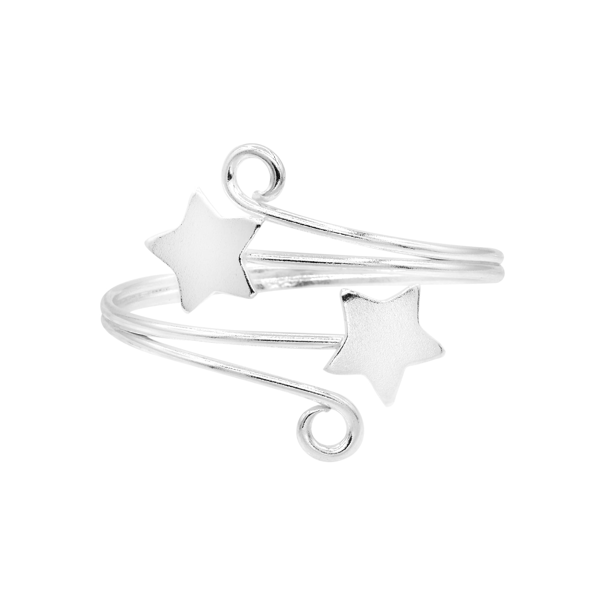 AeraVida Double Stars Wrap Swirl Wire Sterling Silver Pinky Ring 