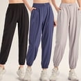 thumbnail image 4 of TFixol Pantalones deportivos para mujer Color sólido elástico cintura alta bolsillo con cordón, 4 of 4