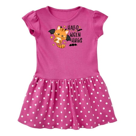 

Inktastic Halloween Hugs with Cute Vampire Cat Bat Gift Toddler Girl Dress