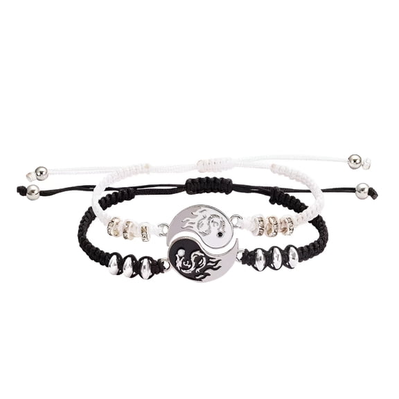 DESIGNICE Best Friend Bracelets 2 Matching Yin and Yangs Adjustable Rope Bracelets for Friendship Relationship Boyfriend Girlfriend Valentine'S Day Gift