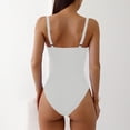 thumbnail image 5 of LEKWK One Piece Swimsuit Women Tummy Control V Neck U-Wire Cutout High Cut Thong Swimwear Ruched Slimming Bathing Suit Summer Pool Party Vacation Beachwear, 5 of 5