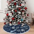thumbnail image 5 of Rocae Hawaii Palms for Christmas Tree Skirt with Pom Pom Trim for Holiday Party for Holiday Home Decor Indoor Outdoor-36", 5 of 7