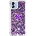 thumbnail image 2 of Glitter Clear Sparkly Bling Case for Samsung Galaxy A04E for Women Girls, Flowing Liquid Quicksand Cover with Diamond Ring Holder Case for Samsung Galaxy F04 /M04 /A04E  Purple, 2 of 7