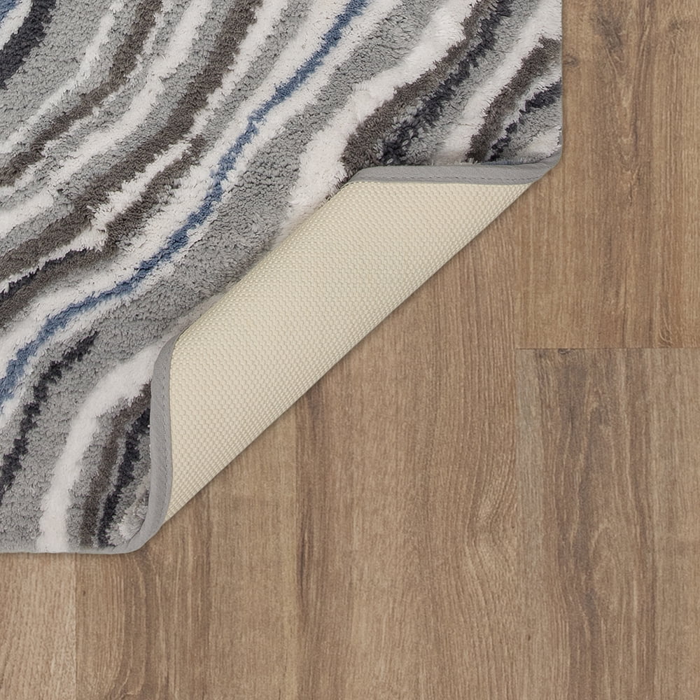 Mohawk Home Serpentine Bath Mat, Blue Fog, 2' 3" x 3' 9"