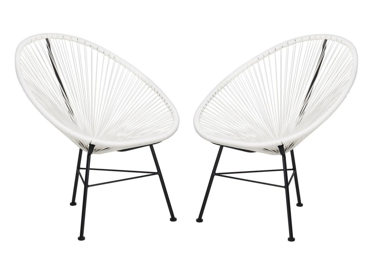 Plata Import Acapulco Chair in White, Wire Lounge Chair, Plastic Lounge Chair, Beach Lounge Chair, Indoor-Outdoor Lounge Chair, Patio Lounge Chair, Oval Lounge Chair - Set 2