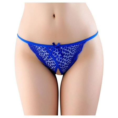 

DNDKILG G String Thongs for Women Low Rise Panties Lace Strappy Sexy Bikini Underwear Blue One Size