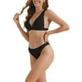 thumbnail image 4 of INSPIRE CHIC Women's V Neck Crisscross Bikini Sets 2 Piece Back Drawstring Triangle Bottoms Swimwear Bathing Suits X-Small Black, 4 of 5