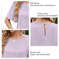 thumbnail image 4 of Camisa de manga acampanada, camisa de manga corta para mujer Camisa de color puro para mujer Camisa suelta de manga acampanada Diseño de última generación, 4 of 5