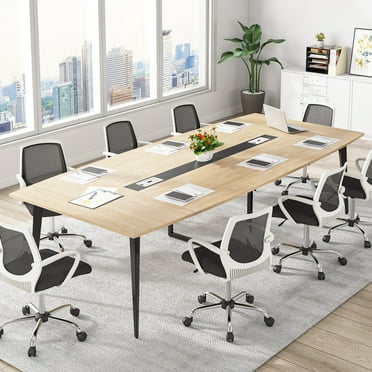 6 FT Conference Table With Power Outlets – 70.8" Boat Shape Meeting Table, USB & AC Ports