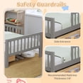 thumbnail image 4 of Twin Size Platform Bed with Storage Headboard  3 Side Guardrails，Wood Platform Bed with Double Drawer Storage, for Children's Room, Bedroom, Gray, 4 of 9