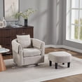 thumbnail image 3 of Rotary Armchair with Ottoman Set Modern Barrel Armchair with Removable Back Pillow 2 Armrest Covers for Living Room Bedroom office Gray, 3 of 8