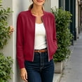 thumbnail image 4 of Guluxicc Women's Bomber Jackets with Pockets Full Zipper Long Sleeve Solid Casual Jackets for Everyday Wear Fall Winter Casual Outfits, 4 of 8
